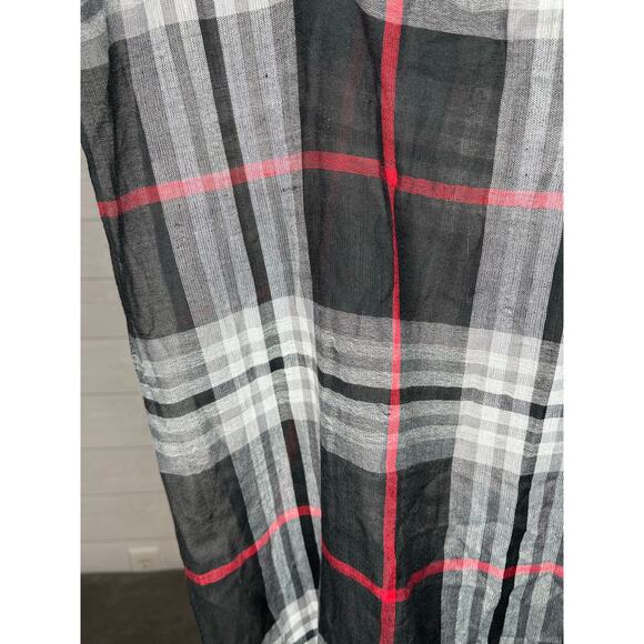 V.Fraas black/white/red plaid infinity scarf - Picture 3 of 4